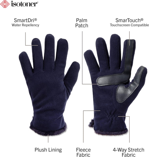 Isotoner Womens Stretch Fleece Gloves with Microluxe Lining and Smart Touch Technology