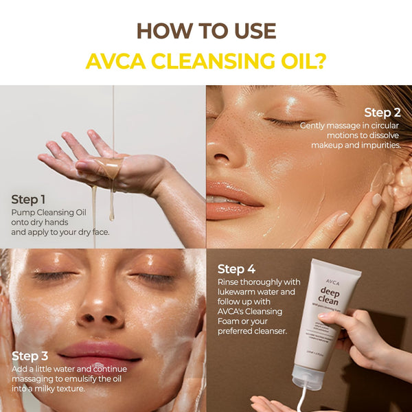 AVCA Korean Blackhead Remover Cleansing Oil 10.14 Fl.Oz.(300Ml) - Oil Cleanser for Face, Makeup Blackhead Remover, Normal & Oily Skin, Face Pore