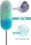 BOOMJOY Microfiber Feather Duster with 100 inches Extension Pole, Dusters for Cleaning High Ceiling, Fan, Blinds, Furniture Green