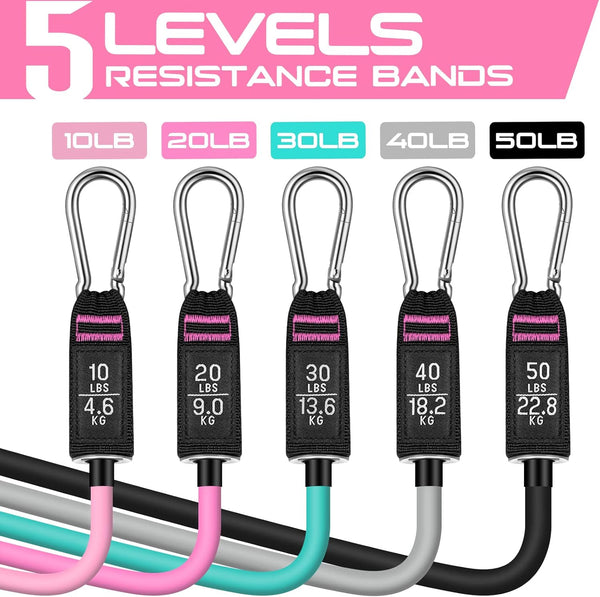 RENRANRING Resistance Bands for Working Out, 150LBS Exercise Bands, Workout Bands, Resistance Bands Set with Handles for Men Women, Legs Ankle