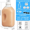 Syntic 4 Pack 2 Qt Glass Milk Bottles with Handle and Airtight Reusable Screw Lids, 1/2 Gal Glass Water & Juice Bottles, 64 Oz Milk Jug Pitcher W