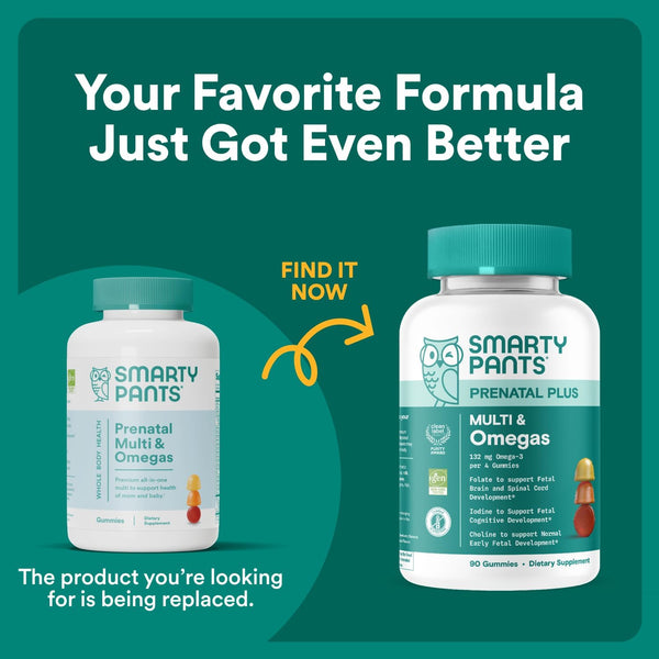Smartypants Prenatal Vitamins for Women, Multivitamin Gummies: Omega 3 Fish Oil (EPA/DHA), Biotin, Methylfolate, Vitamin D3, C, Vitamin B12, B6,