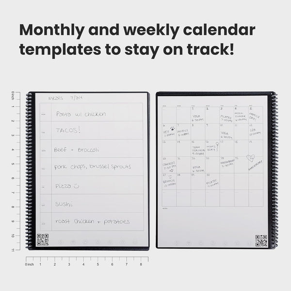 Rocketbook Fusion Reusable Undated Productivity Planner, Letter Size 8.5X11, Beige - Goals, Monthly and Weekly Calendar, Daily To-Do List, Lined