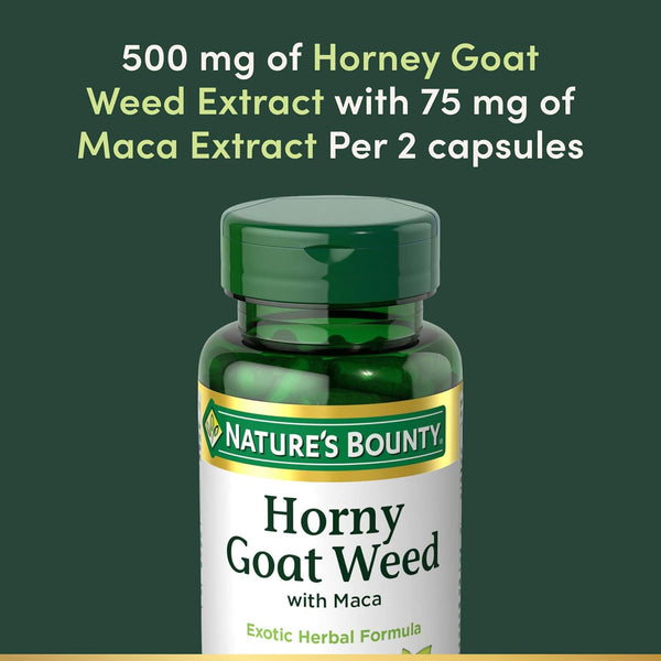 Nature'S Bounty Horny Goat Weed with Maca, Herbal Health Supplement, 60 Capsules