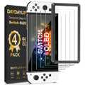 [4 Pack] Daydayup Tempered Glass Screen Protector Compatible with Nintendo Switch OLED Model 2021 - with [Alignment Frame] Transparent HD Clear