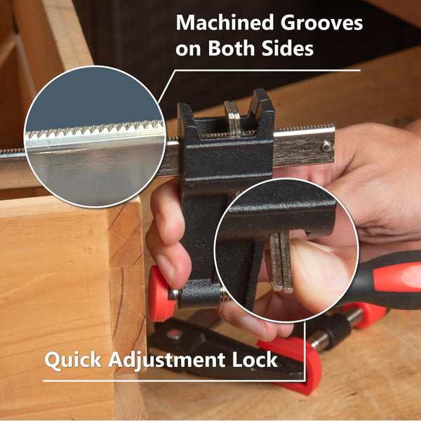 POWERTEC 12 Inch Steel Bar Clamps W/ 600 Lbs Loads Limit & 2-1/2" Throat, Quick Adjust & Release F Clamp with Micro-Adjustment Handle for