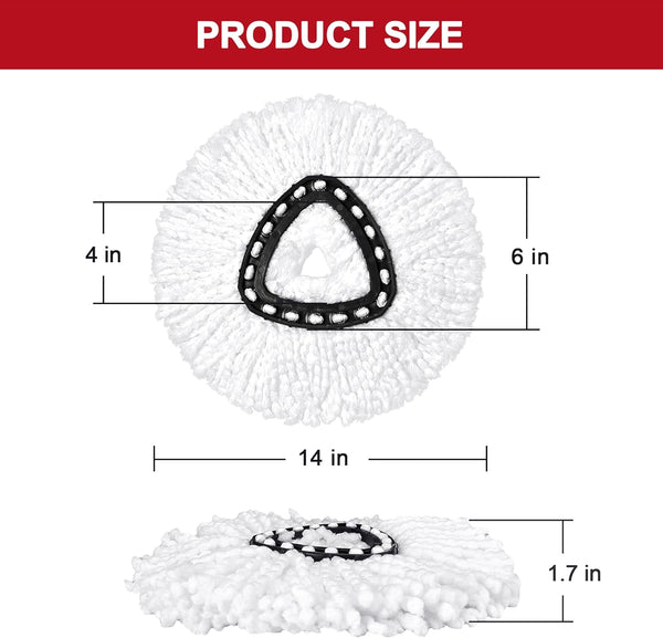 3 Pack Mop Replacement Heads for O-Ceda Mop Replace Head Easywrin Spin Mop Heads Replacements, Microfiber Spin Mop Refills, Easy Cleaning Mop Head