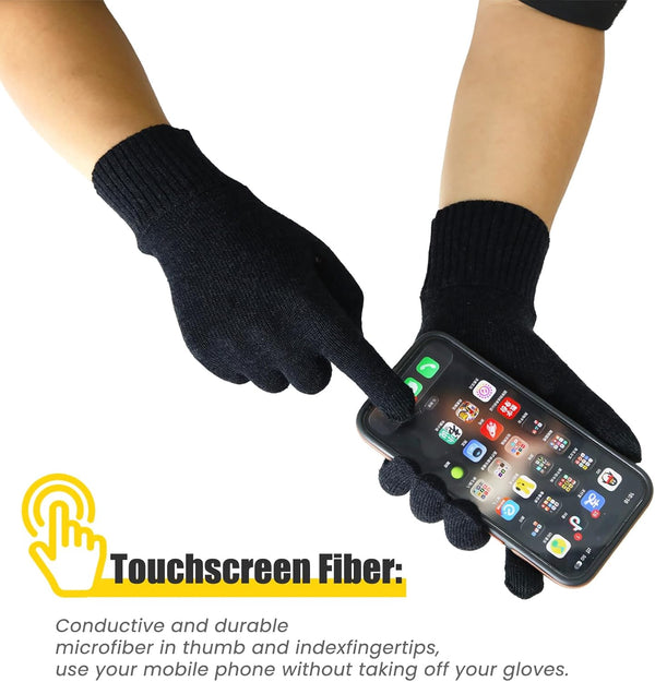 WANDER Gloves for Men Womens Lightweight Merino Wool Touchscreen Thermal Knit Running Winter Glove Liners