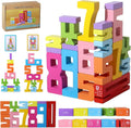 Wooden Number Building Blocks,20Pcs Stacking Toys for 3+ Years Old Kids,Educational Montessori Learning Toys,Counting Math Balance Competition