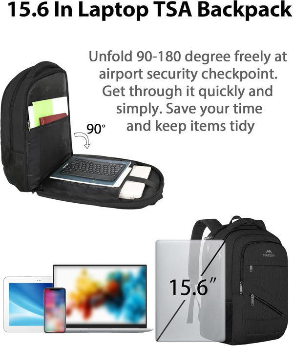MATEIN 15.6 Inch Backpack for Men Women, Professional Business Laptop Backpack with Multiple Organization Pockets, Water Resistant Casual Daypack