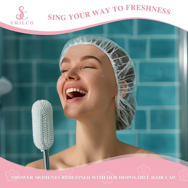 Disposable Shower Caps 100Pcs, 18.1 Inch Plastic Shower Cap for Women Waterproof Bath & Bathing Accessories, Home & Travel Essentials
