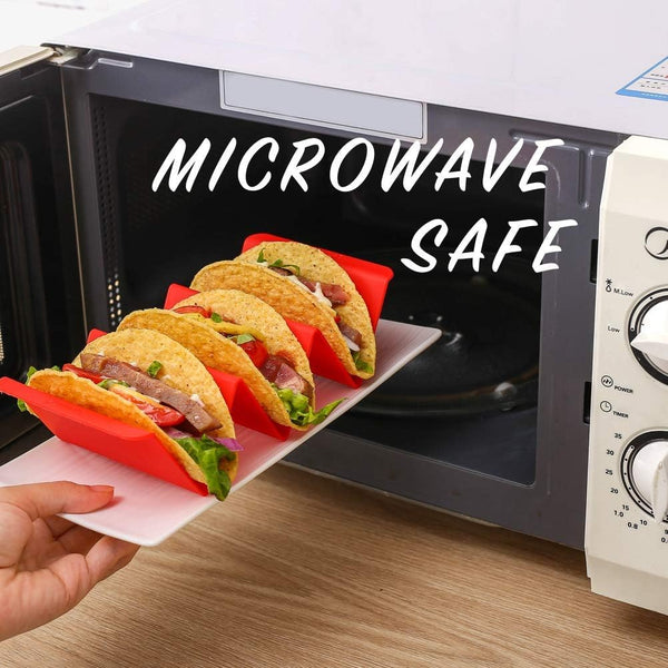 Aichoof Colorful Taco Holder Stands Set of 6 - Premium Large Tray Plates Holds up to 3 or 2 Tacos Each, PP Health Material Very Hard and Sturdy,