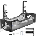 Under Desk Cable Management Tray No Drill, Metal Mesh Cable Management under Desk with Clamp Mount, 2 Hole Cable Tray with Wire Management and