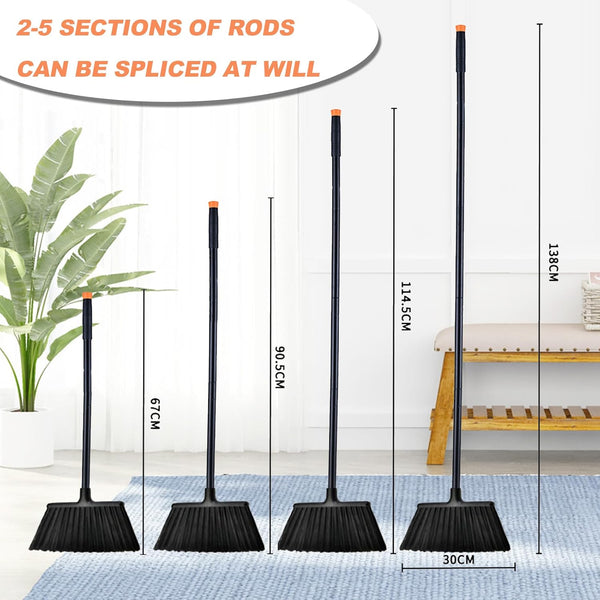 54 Inch Long Metal Handle Household Broom - Adjustable Heavy-Duty Broom for Indoor and Outdoor Cleaning, Suitable for Homes, Garages, Kitchens,