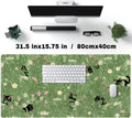 Green Desk Mat XL Cat Cute Plant Cool Desk Pad Keyboard Mat Kawaii Black Cat Flower Mouse Pad Green Desk Mat Desk Decor with Stitched Edges