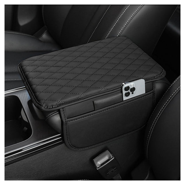 Upgraded Car Center Console Cover,Microfiber Leather Car Armrest Cover Cushion with 2 Storage Bags,Universal Car Armrest