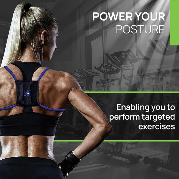 PRIMEKINETIX Posturemedic Dynamic Posture Brace for Neck and Back Support -For Enhanced Shoulder Alignment, Posture Improvement & Stretching- S (Red)