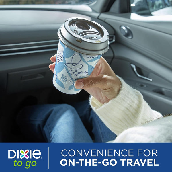 Dixie to Go Medium Paper Coffee Cups with Lids, 12 Oz, 26 Count, Disposable Cups for On-The-Go Hot Beverages