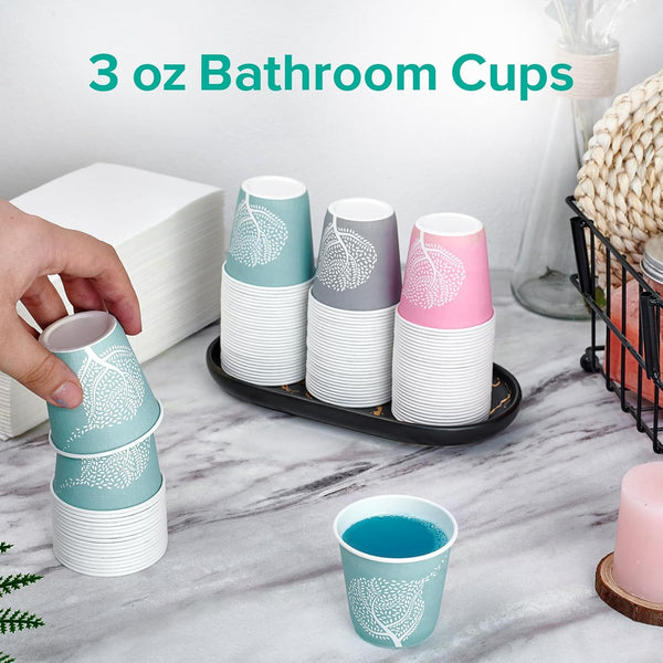 LITOPAK 600 Pack 3 oz Disposable Bathroom Cups, Colorful Small Disposable Paper Cups for Parties, Picnics, Barbecues, Travel and Events 600pack