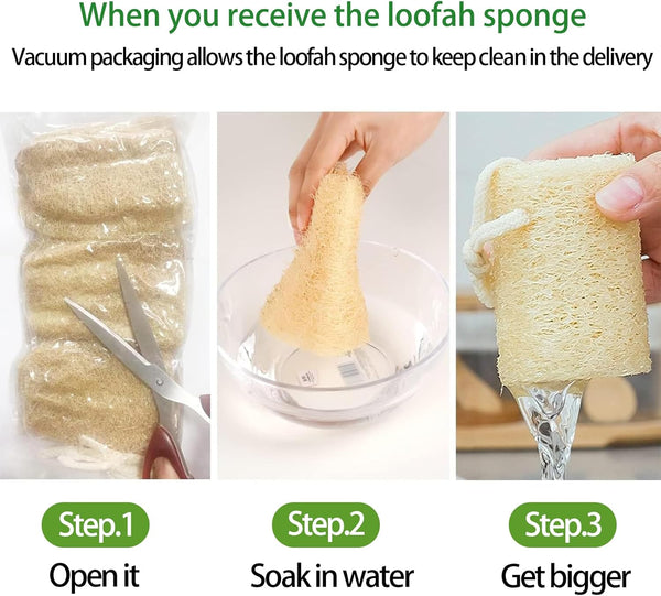 Natural Loofah Sponge Shower Organic Luffa Bath Loofa Exfoliating Body Scrubber Loofah for Men Women Adults Back Face Body Skin SPA Care - 6 Pieces