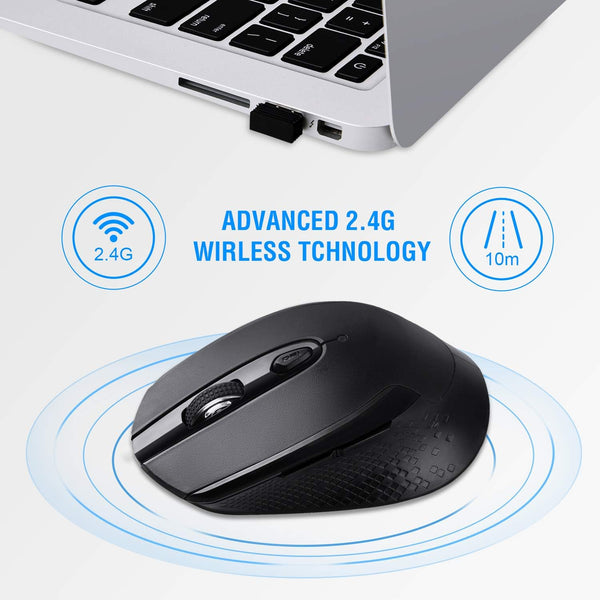 Cimetech Wireless Mouse, 2.4G Wireless Ergonomic Optical Mouse, Slim Silent Mouse with USB Receiver and 3 Adjustable DPI Cordless Computer Mouse