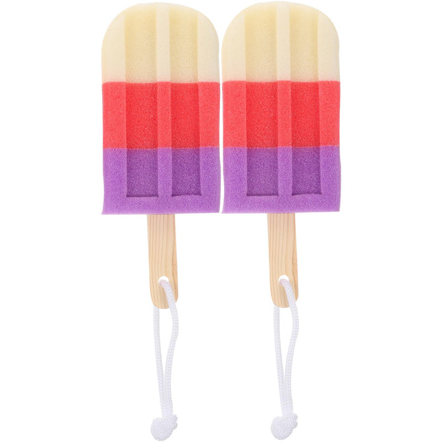 2Pcs Ice Cream Shaped Bath Ball Soft Bathing Towel Creative Bath Flower Shower Body Rubbing Towel Random Style Exfoliati