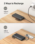 VEEKTOMX Portable Charger with Built-In Cables 10000Mah Power Bank for Iphone Slim Fast Charge USB C Battery Pack Travel Essentials Powerbank