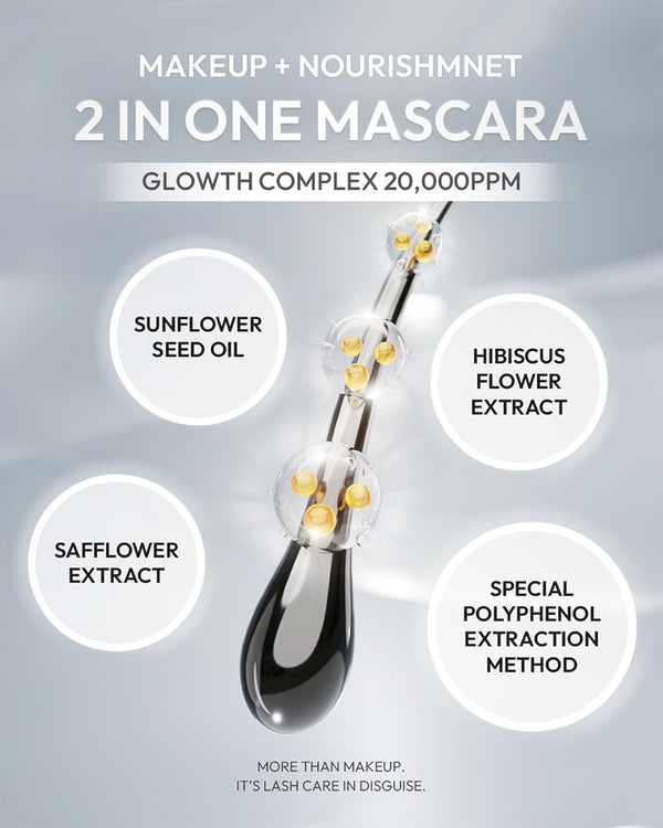 HEVVYMAKEUP Define Eyes Mascara Black Long & Lash - Lash Extension Lengthening, Defining - Feathery Soft, No Smudging, No Clumping - Korean Eye