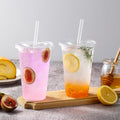 AOZITA [100 Sets 12 oz Clear Plastic Cups With Lids and Straws, Disposable Cups With Lids for Iced Coffee, Smoothie, Milkshake and Cold Drinks. 12 Oz.