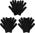 3 Pairs Winter Magic Gloves Adults Warm Stretchy Unisex Black Gloves One Size Fits Most Men Women Teens Magic Knit Gloves