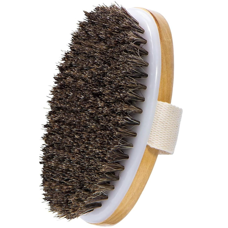 Dry Brushing Body Brush, Natural Horsehair Body Brush for Lymphatic Drainage, Cellulite and Blood Circulation, Dry Skin Exfoliating Brush Body
