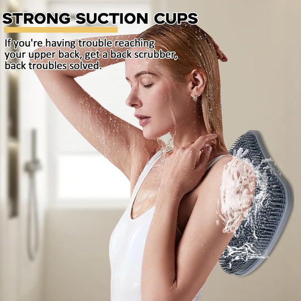 Extra Thicker & Larger Foot Scrubber Mat for Shower, Silicone Back Body Exfoliator Massager Cleaner Washer with Non Slip Suction Cup, Exfoliating