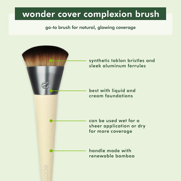 Ecotools Wonder Cover Complexion Brush, Makeup Brush for Flawless Foundation Application & Blending, Full Coverage Base Brush, Eco-Friendly,