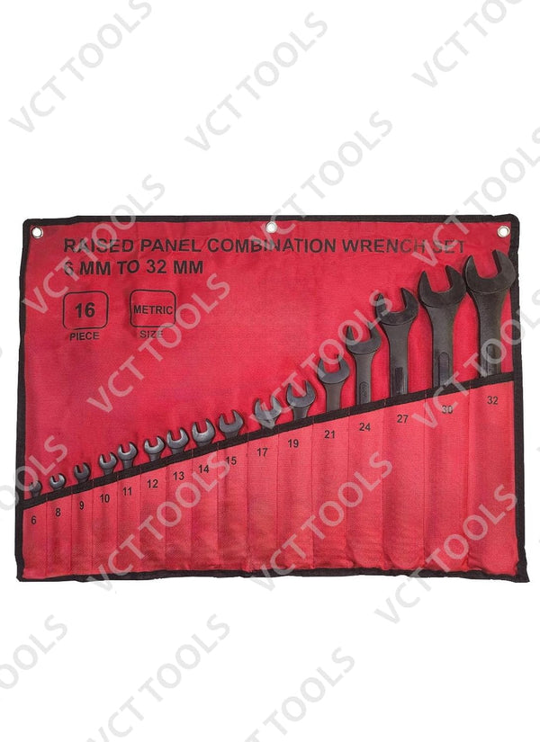 VCT 16Pc Raised Panel Combination Wrenches Set 12-Point Metric Wrench Set 6-32Mm