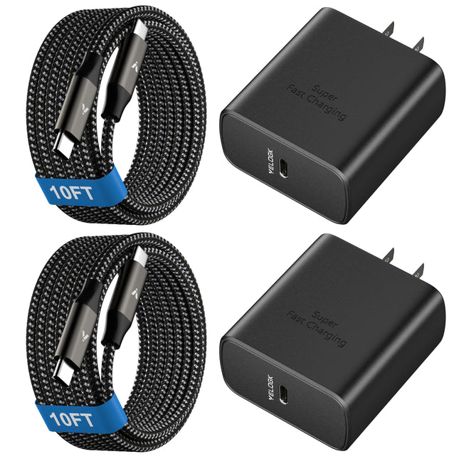 45W Super Fast Charger USB C, 45 Watt Type-C Android Phone Charger Fast Charging Block with 10FT Type C Cords for Samsun