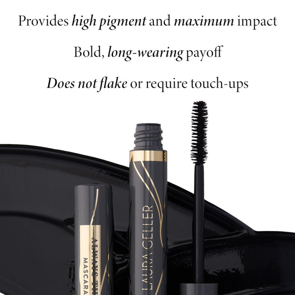LAURA GELLER NEW YORK Always There Lengthening Mascara in Black - Defining, Curling, Buildable Formula Eye Makeup- Innovative Lengthening Brush -