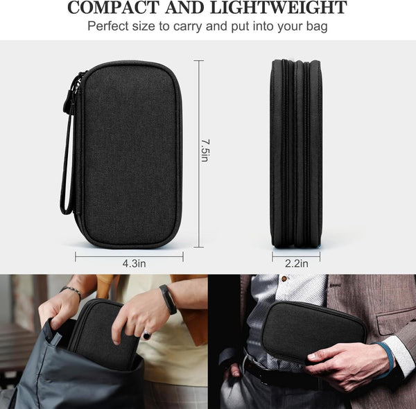 FYY Travel Cable Organizer Pouch Electronic Accessories Carry Case Portable Waterproof Double Layers All-In-One Storage Bag for Cord, Charger,