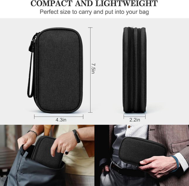 FYY Travel Cable Organizer Pouch Electronic Accessories Carry Case Portable Waterproof Double Layers All-In-One Storage 