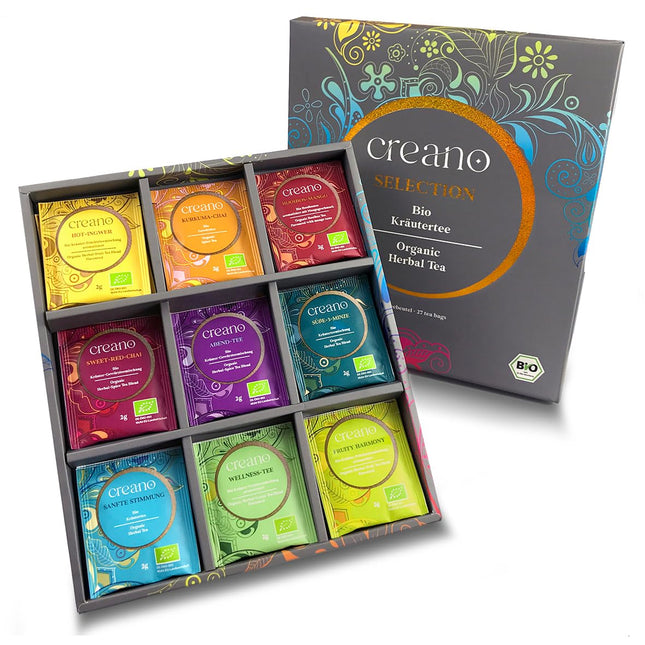 Creano Organic Herbal Tea Sampler Gift Set - Tea Gift Box - 27 Organic Tea Bags in 9 Different Varieties 54 g 27pcs Herb