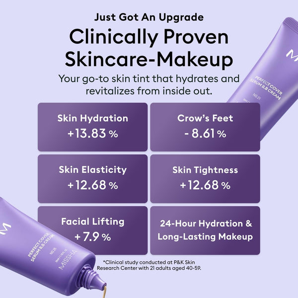 MISSHA M PERFECT COVER SERUM BB CREAM No.33 Tan -Tan with Warm Undertone, Skin Tint, Tinted Moisturizer, Skin Care Foundation Makeup, Korean