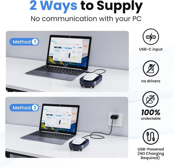 HONKID Undetectable Mouse Jiggler - Auto Mover with On/Off Switch & USB Port, No Software Needed, Prevent Sleep/Lock for Home Office &