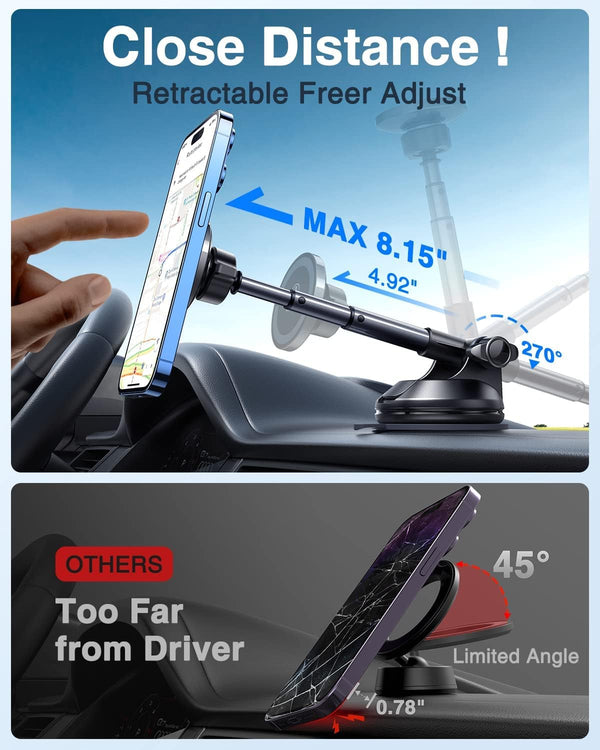 [Military-Grade]Vanmass for Magsafe Car Mount [2025 Upgraded Strongest Magnets] Magnetic Phone Holder Suction Cell Stand for Dashboard Windshield