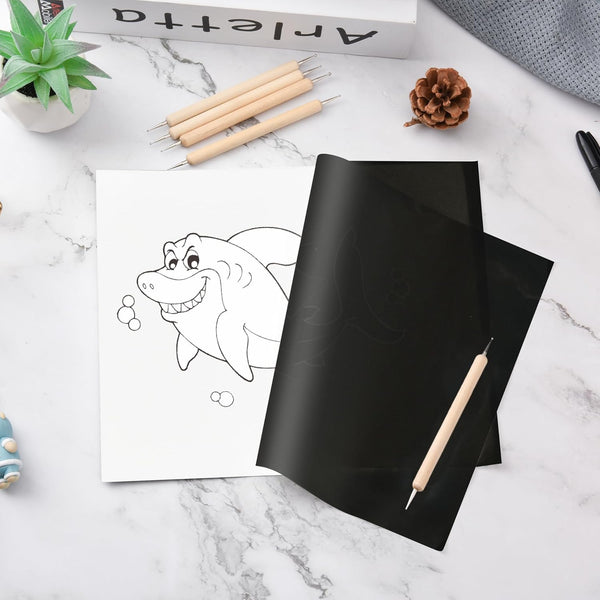 200 Sheets Carbon Paper Graphite Paper Black Carbon Transfer (8.5 X 11.5 Inch) with 5 PCS Embossing Styluses Dotting Tools for Wood Paper Canvas Craft