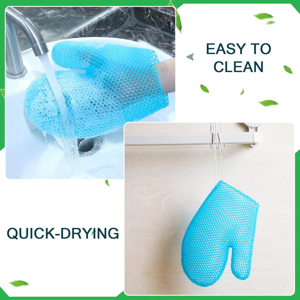 Karenhi 2 Pcs Honeycomb Exfoliating Glove Set Exfoliating Bath Mitt Honeycomb Face and Body Scrubber Shower Mitt for Cleaning Body Shower Face