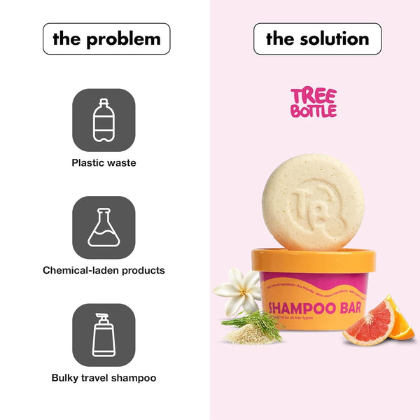 Tree Bottle Shampoo Bar - Nourishing Citrus Essential Oils for All Hair Types - Plastic-Free Solid Shampoo Bar - Gentle Cleanse & Frizz Control -
