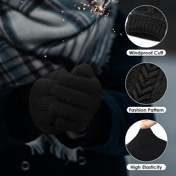 Achiou Women Winter Gloves, Touch Screen Texting Gloves, Elastic Soft Warm Knit Lined, One Size