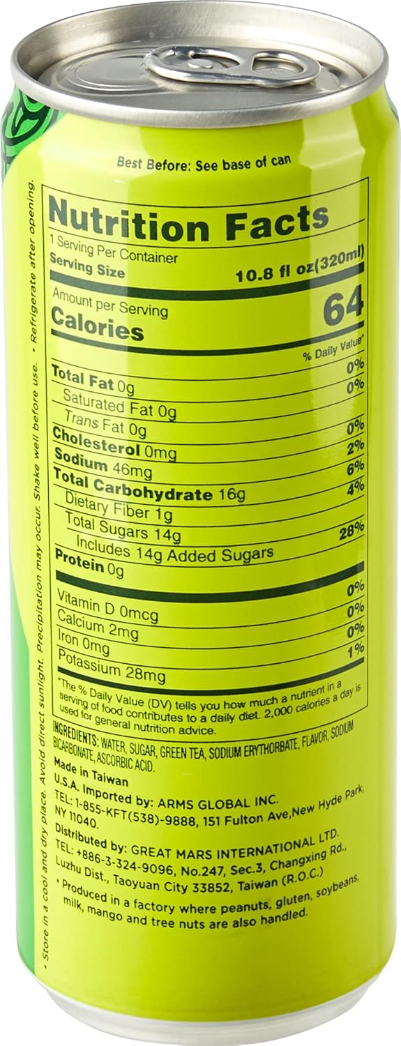 Kung Fu Tea Canned Green Tea â Lightly Sweetened Green Tea in a Can, Ready to Drink â All Natural, Premium Iced Tea â 10.8 Oz Cans, Pack of 6