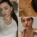 54 Pairs Gold Hoop Earrings Set for Women Multipack, Boho Fashion Statement Stud Hoop Earrings Pack with Pearl Butterfly Shaped Assorted Small Big