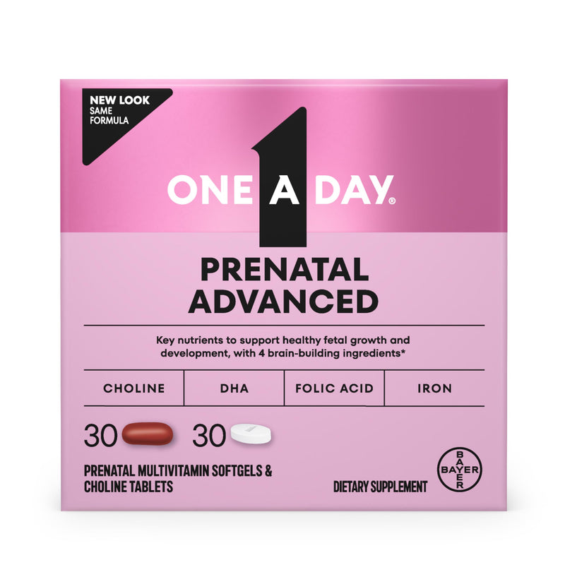 One a Day Womens Prenatal Advanced Complete Multivitamin with Brain Support* with Choline, Folic Acid, Omega-3 DHA & Iron for Pre, during and Post