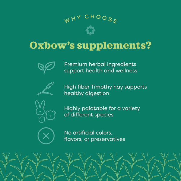 Oxbow Natural Science Multi-Vitamin, High Fiber Supplement for Rabbits & Guinea Pigs, Made with Timothy Hay, Multi-Pet Households, Omega 3 & 6
